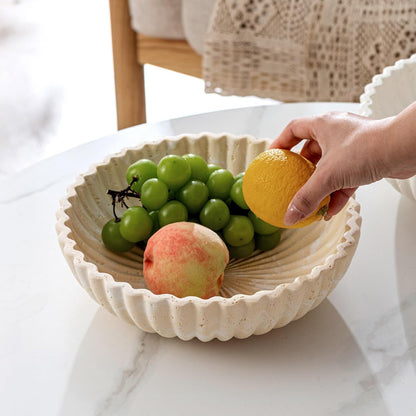 Large Decorative Fruit Bowl for Kitchen Counter, Sandstone Look Modern Minimalist Snack Candy Bowl for Table Centerpiece Decor, Home, Office, Hotel, Entryway (Beige)