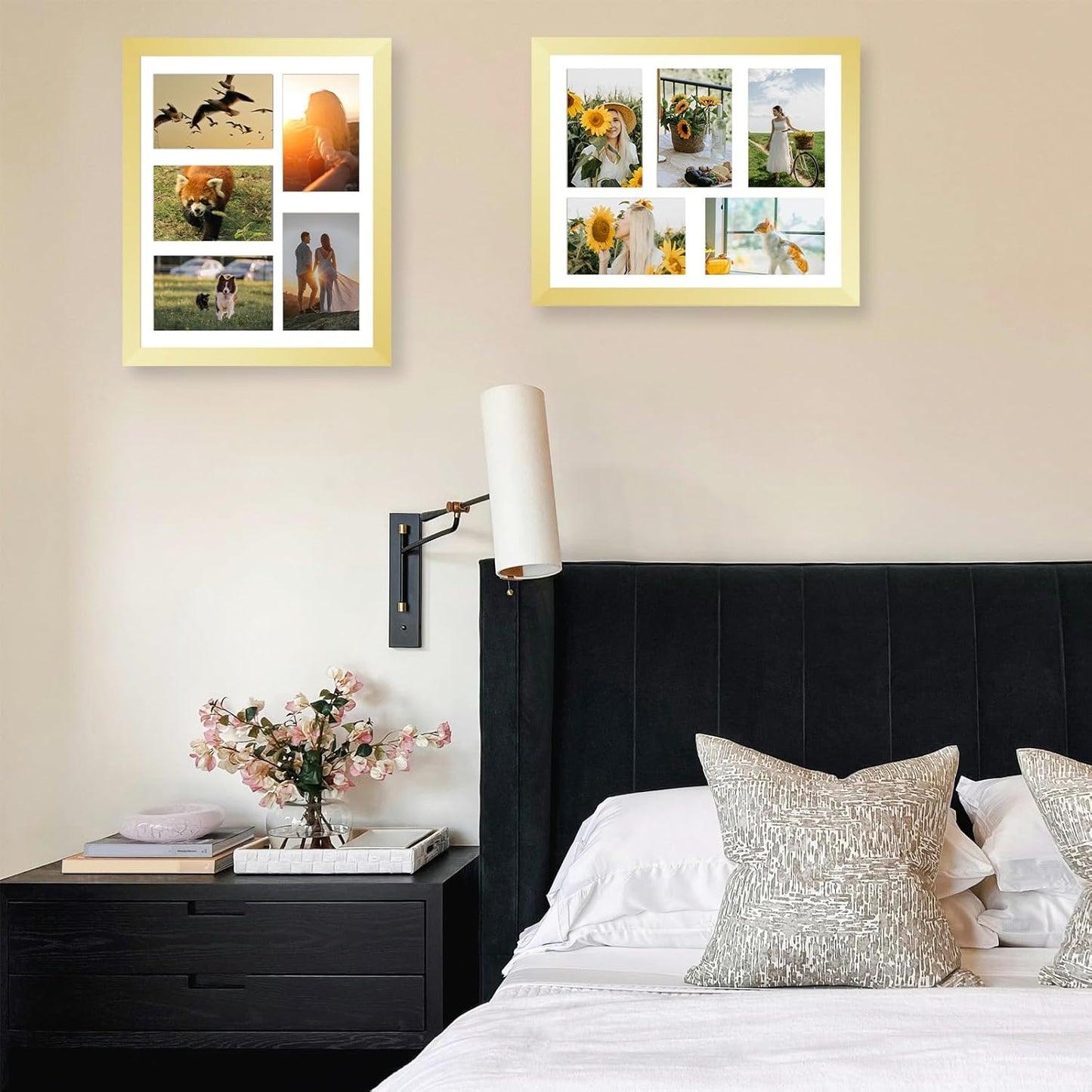 JCJMY 11x14 Picture Frame, 4x6 Collage Picture Frame, Display 5 Pcs 4x6 Photos or 11x14 Picture, Five Opening 4x6 Collage Frame for Wall Hanging, Lightweight 4 x 6 Multi Pictures Frame, Black