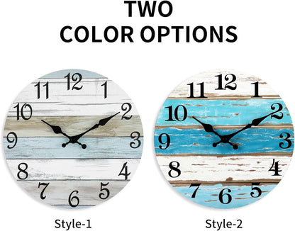 CHYLIN Wall Clock, Silent Non Ticking Battery Operated, Rustic Coastal Country Clock Decorative for Bathroom Kitchen Bedroom 8