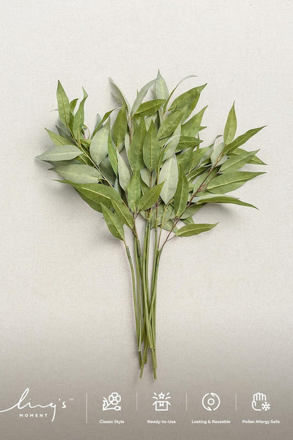 Ling's Moment Artificial Plants Eucalyptus Leaves Branches,10Pcs 17.7"Tall Fake Greenery Filler w/Stems, Lifelike Texture Plant Decor for Wedding Bouquets/Table Centerpieces, Outdoor/Party/Room/Office