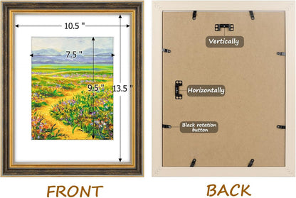 Golden State Art,11x14 Ornate Picture Frame for 8x10 Photo with Mat or 11 x 14 Prints without Mat,Real Glass Wall Display(Color:Green Gold)