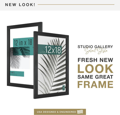 MCS Studio Gallery 16x24 Poster Frame Black Woodgrain Engineered Wood, Vertical & Horizontal Wall Hanging Large Picture Frame for Photos, Posters & Art Prints (1-Pack)