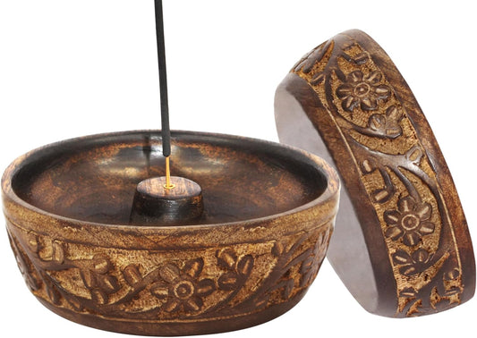 Sheesham Wood Incense Burner - Handmade Coffin Style Sun and Moon Inlay Incense Holder - Aromatherapy Room Freshener Cone Incense Stick Burner Ash Catcher - Zen Home Gift - 12x2x2 - COTTON CRAFT
