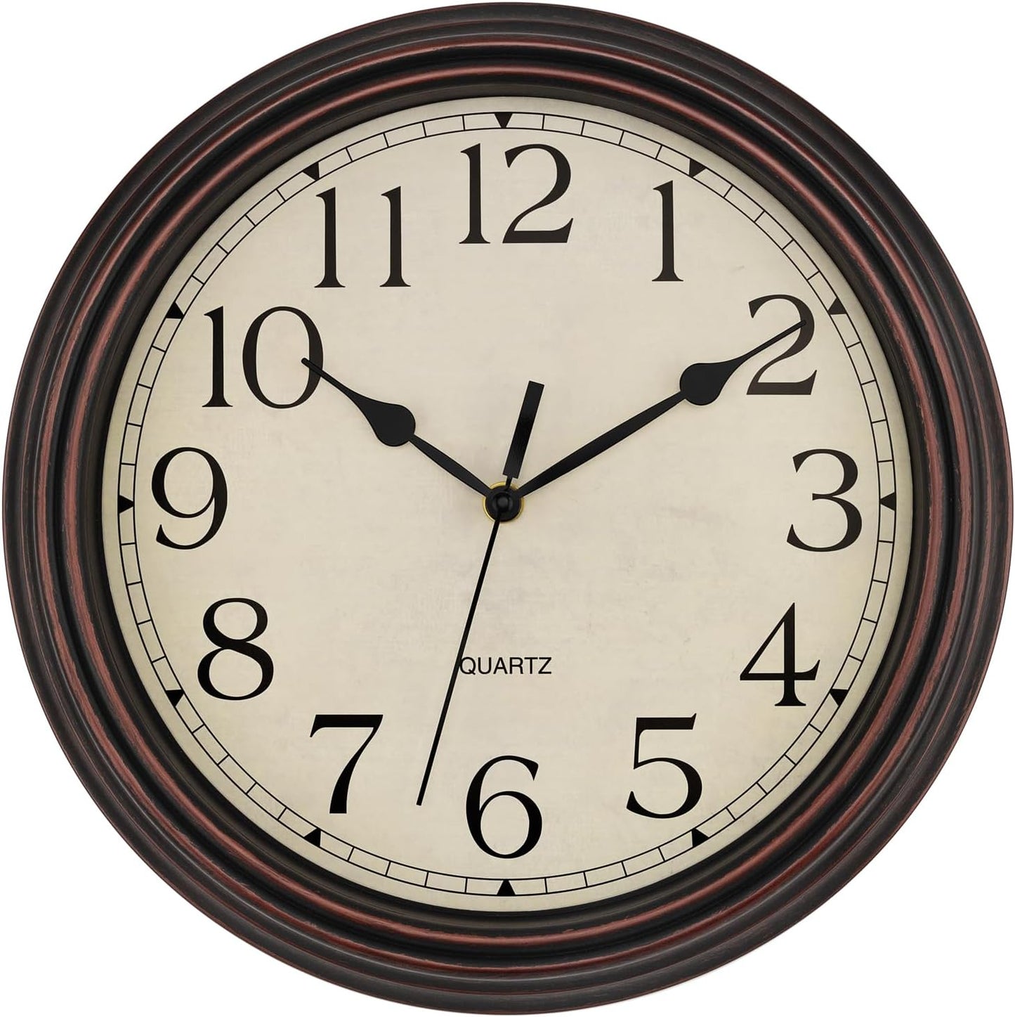 Foxtop Retro Silent Non-Ticking Round Classic Clock Quartz Decorative Battery Operated Wall Clock for Living Room Kitchen Home Office 12 Inch (Bronze)