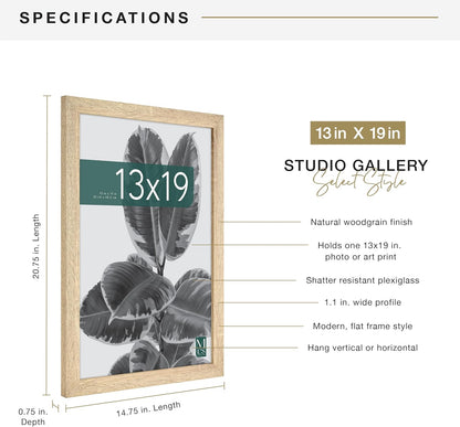 MCS Studio Gallery 16x24 Poster Frame Black Woodgrain Engineered Wood, Vertical & Horizontal Wall Hanging Large Picture Frame for Photos, Posters & Art Prints (1-Pack)