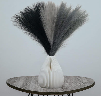 SeptCat 9 Pcs 45" Faux Dried Pampas Grass Tall Decor, Fluffy Fake Long Pompas Artificial Black Grey Gray Pompous Stems Bouquet Flower Arrangement Vase Filler for Boho Home Wedding Decoration