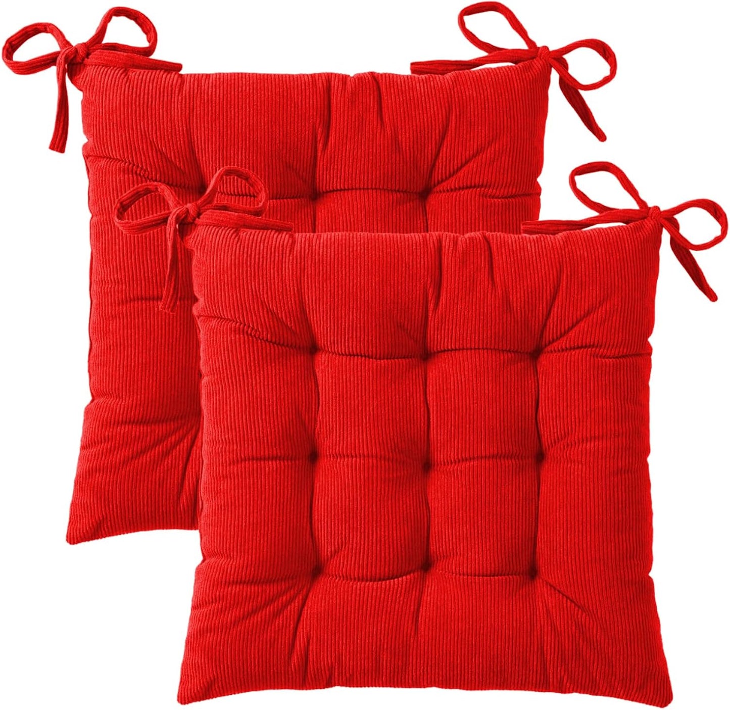 HLOVME Corduroy Chair Cushion with Ties Ultra Soft Warm Floor Cushion for Kids Reading Nook Comfortable Square Seat Cushion for Adult 15.7”x15.7”, White