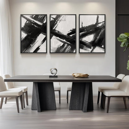 Large Framed Black and White Abstract Wall Art for Living Room, 3 Piece Big Modern Canvas Prints Paintings Artwork for Walls, Minimalist Abstract Art Pictures for Hallway, Office Wall Decor 24x36 In