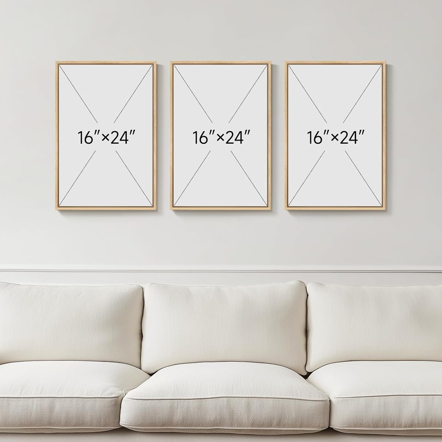 Large Framed Neutral Abstract Wall Art for Living Room, 3 Piece Modern Canvas Prints Paintings Artwork for Walls, Black and Beige Pictures for Living Room Hallway Stair Office Wall Decor 24x36 Inch