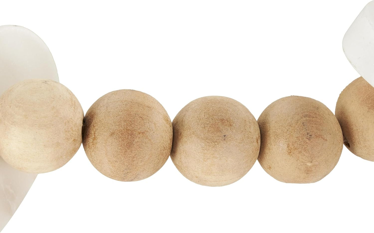 Deco 79 Marble Handmade Beaded Garland with Tassel Round Extra Long Orb Small Beads with Tassel with Knotted Brown Jute, Beads with Tassel 44" x 1" x 1", White