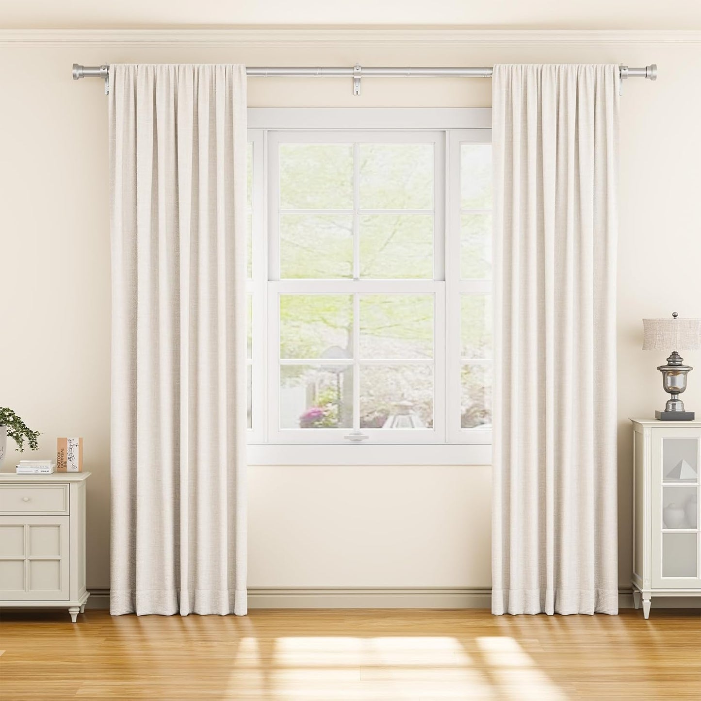 YaFex Curtain Rods 32-144 Inch, Heavy Duty 1 Inch Adjustable Curtain Rod for Windows, Black Extra Long Window Treatment Rods, Modern Design, Easy Installation
