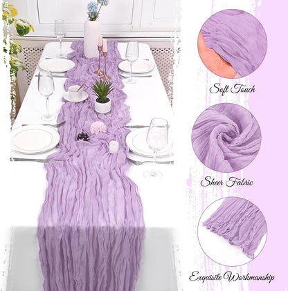10 Pack Beige Cheesecloth Table Runner 17x108 Inch Boho Gauze Cheese Cloth Table Runners for Wedding Party Baby Shower Birthday Home Decor