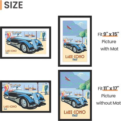 upsimples 5x7 Picture Frame Set of 10, Display Pictures 4x6 with Mat or 5x7 Without, Multi Photo Frames Collage for Wall or Tabletop Display, Black