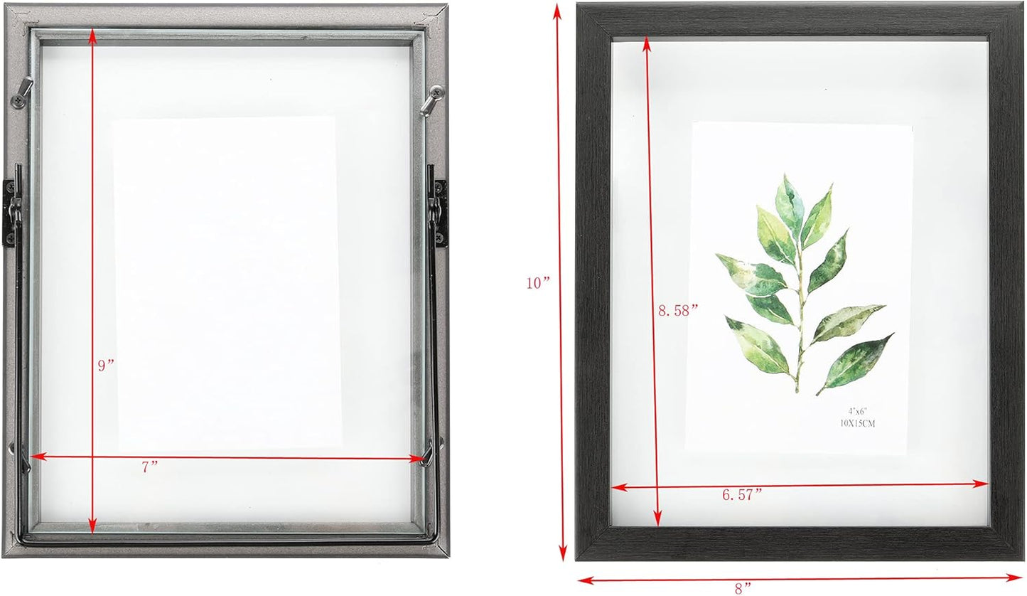Aynoo Wood Floating Picture Frame 7x9, Table Top 8x10 7x9 6x8 Floating Frame Black Metal Modern Style Frame (PHSD),1Pack