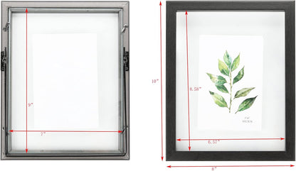 Aynoo Wood Floating Picture Frame 7x9, Table Top 8x10 7x9 6x8 Floating Frame Black Metal Modern Style Frame (PHSD),1Pack