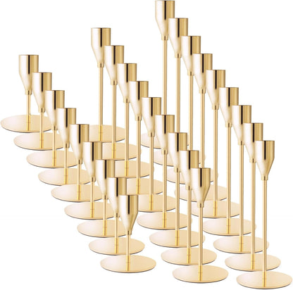 French Gold Taper Candle Holders for Wedding Table Centerpiece,Tall Taper Candlestick Holders Bulk Set of 6,Metal Candle Stick Holders for Dinning or Mantel Centerpiece,Party Home Decor