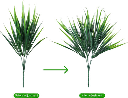 Ivydale 12Pcs Fake Plants Outdoor Artificial Plastic Grass Spring Decoration UV Resistant Faux Greenery Stems Bushes Outside Fake Plants for Planters Patio Porch Window Box Pathway Garden Home Decor