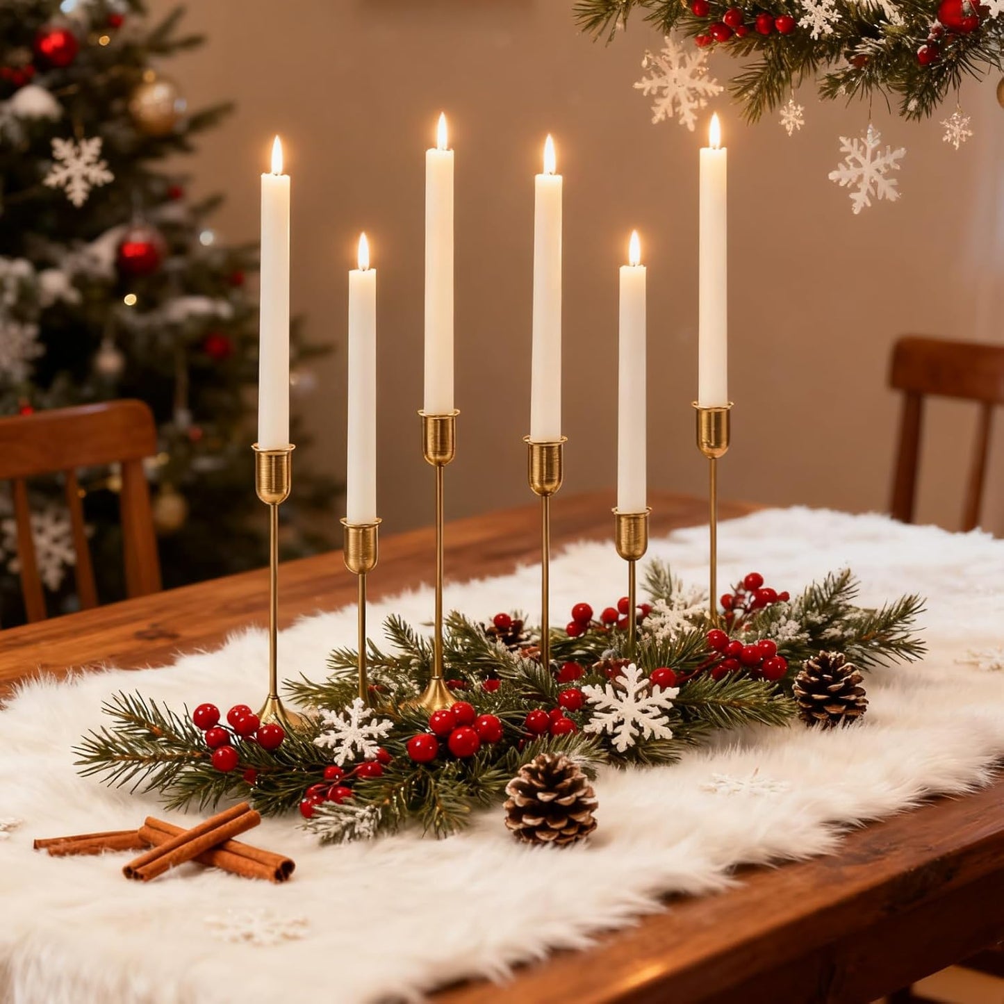 Gold Hurricane Candle Holders Set of 6, Tall Metal Windproof Glass Taper Candle Holder for Candlestick, Candle Sticks Decor, Table Centerpieces for Wedding, Candlelit Dinner Party Fireplace Decoration