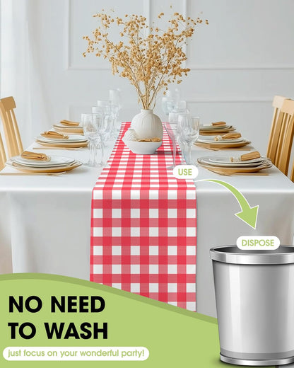Pureegg Gold Plastic Table Runners - 10 Pack, 14'' x 108'', Water Resistant & Disposable Centerpiece Decorations for Table Cloth, Wedding, Birthday, Holiday, Baby Shower, Party, Home Decor