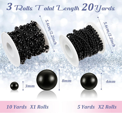 Bonuci 3 Rolls 66 Feet Pearls String Garland Faux Pearl Garland Spool Roll Strand Decoration Artificial Beads Chain Trim for Wedding Party Crafting Wedding Mother's Day Flower Decor(Ivory,4mm)