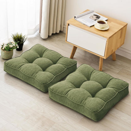 1 MIDDLE ONE Floor Pillow Set of 2, Memory Foam Floor Cushions for Adults, Large Meditation Pillow for Sitting, 22 x 22 Inches (Square | Grey)