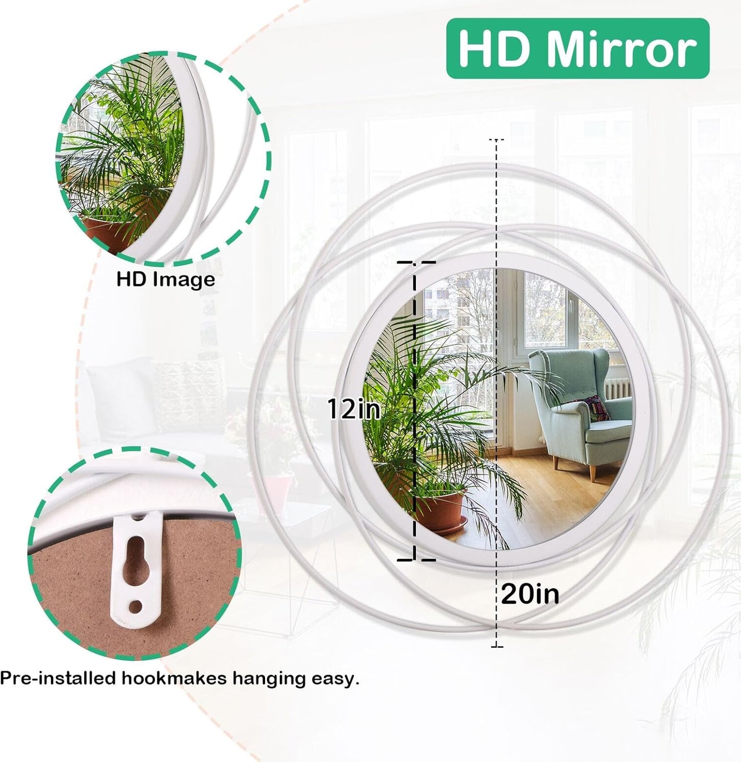 Gold Sunburst Mirrors for Wall Decorative Metal Round Art Mirrors Large Wall Decor Hanging Mirror for Bathroom Bedroom Living Room Vanity Entryway 16"