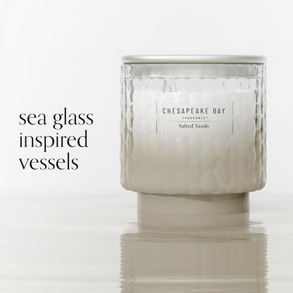 Chesapeake Bay, 11oz Marine Drift Scented Candle, Mood Evoking Fragrance, Textured Sea Glass-Inspired Jar, Premium Soy Blend Wax with Essential Oils, Coastal Fragrance for Home Décor or Gifting
