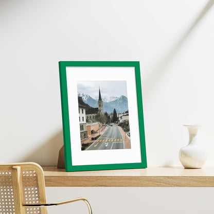 Vittanly 8x10 Picture Frames Set of 9, Shatter Resistant Plexiglass, Display 5x7 Pictures with Mat or 8x10 without Mat, Photo Frames for Wall or Tabletop, Engineered Wood, Black - Colors B