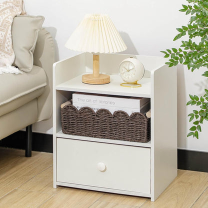CubesLand Paper Rope Scalloped Edge Toilet Paper Storage Basket, Small Living Room, Bedroom Decor Baskets for Over Toilet Storage Shelf, End Table, Shelves and More, with 2 Wooden Handle, Neutral