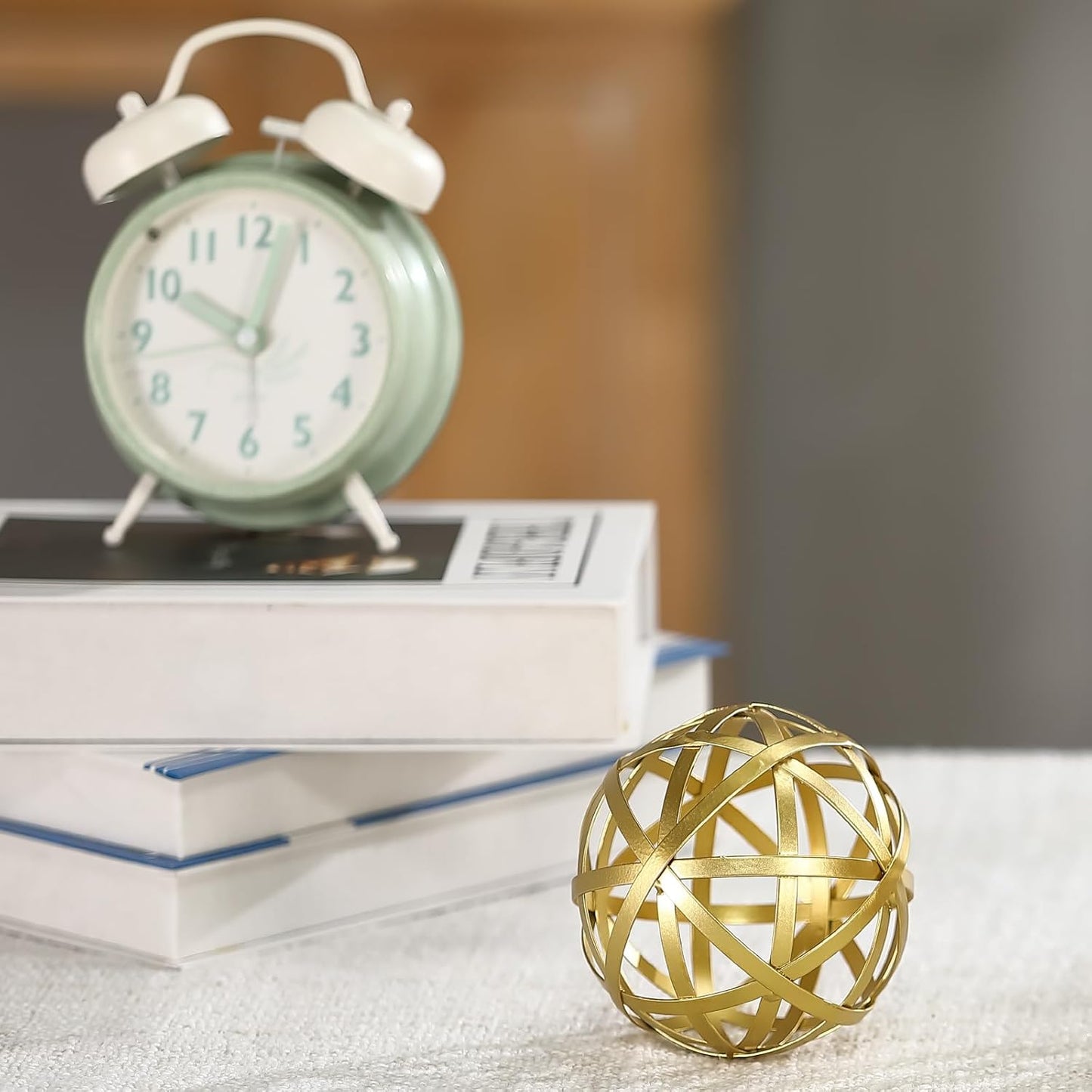 Metal Decorative Starburst Ball, 6 Inch Gold Sphere Decor, Spiky Star Burst Tabletop Sculpture, Mid-Century Modern Metal Spike Ball for Home, Living Room, Office & Shelf Decor