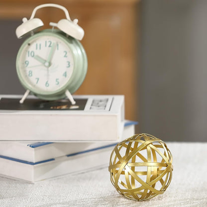 Metal Decorative Starburst Ball, 6 Inch Gold Sphere Decor, Spiky Star Burst Tabletop Sculpture, Mid-Century Modern Metal Spike Ball for Home, Living Room, Office & Shelf Decor