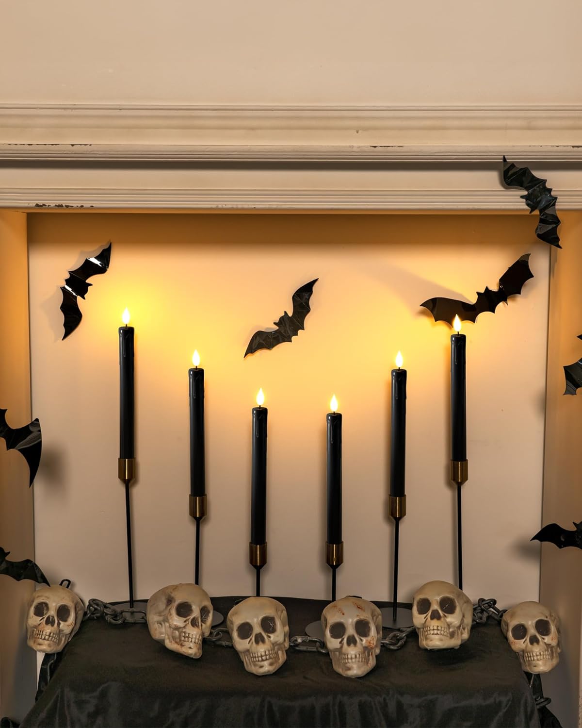 Homemory 2/3/6 Pack Flameless Taper Candles, No Remote, Realistic Flickering Battery Operated Candlesticks, Ivory LED Plastic Candle Safe for Weddings, Table Decor, Christmas, and Halloween(Set of 2)