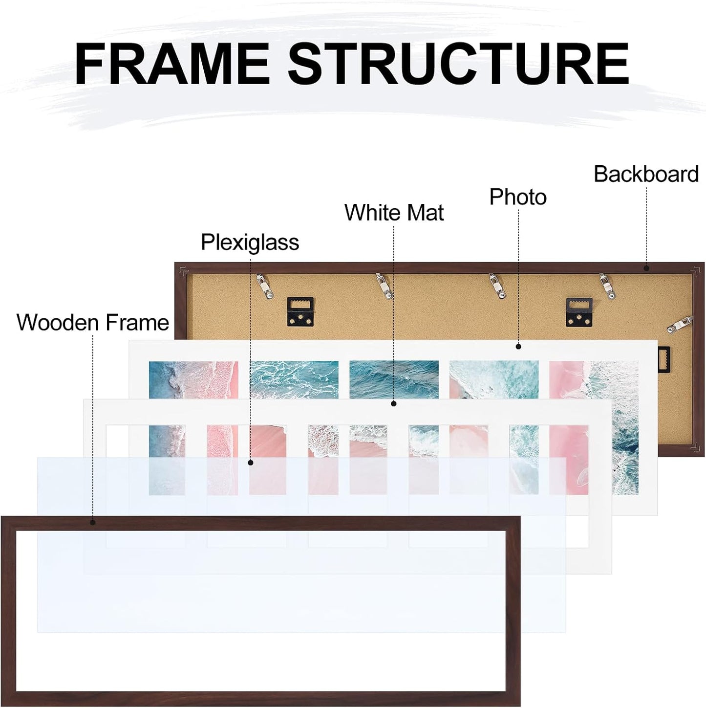 Vittanly 11x14 Collage Picture Frame, Displays 5Pcs 4x6 Pictures with Mat or 1Pcs 11x14 without Mat for Wall Mounting, Picture Frames Collage Wall Decor in Black, 1 Pack