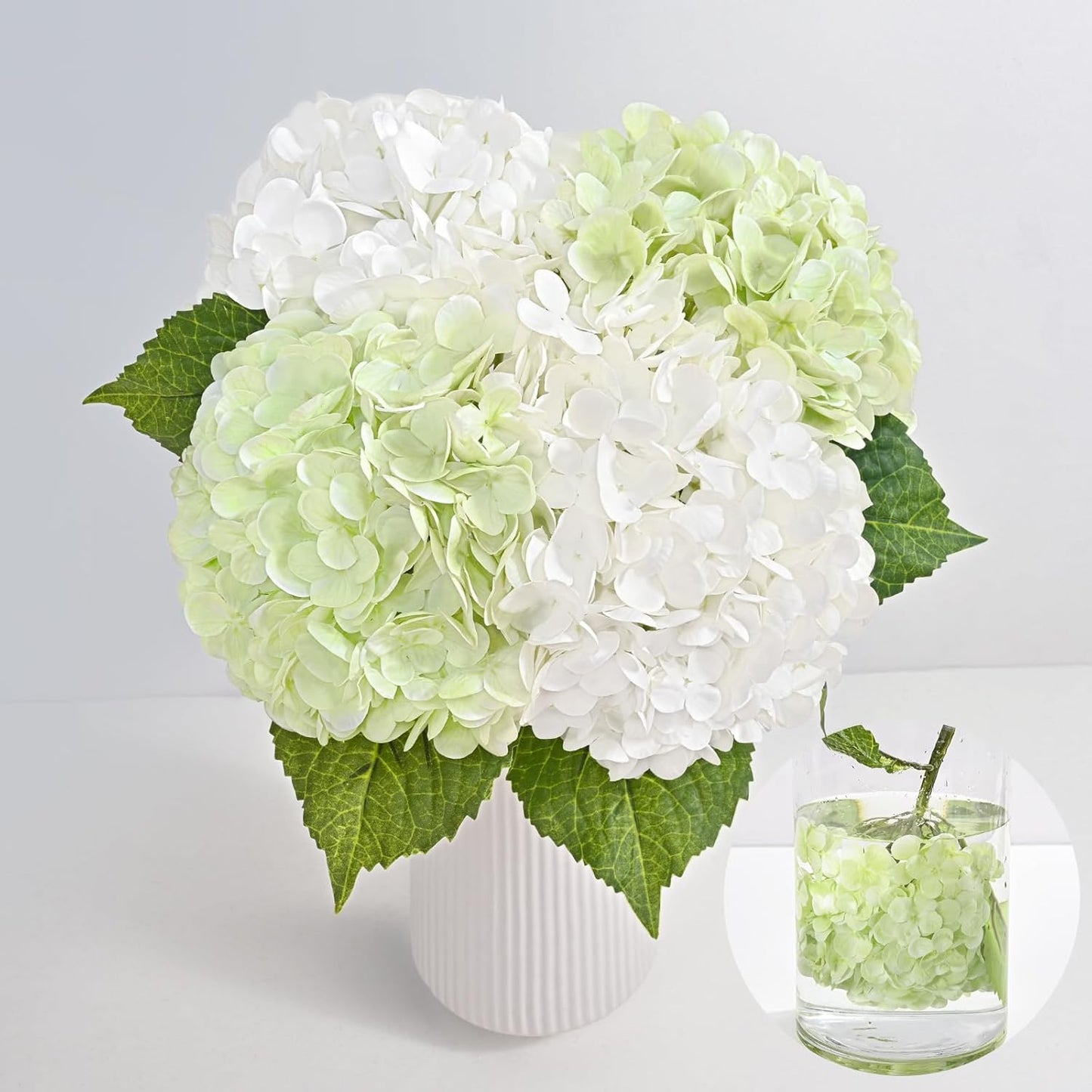 MARTINE MALL 3Pcs 21in Hydrangea Artificial Flowers, Latex Real Touch Hydrangeas Lifelike Large Hydrangea Flowers for Home Decor Party Arrangements Wedding Bouquets Centerpieces (Blue)