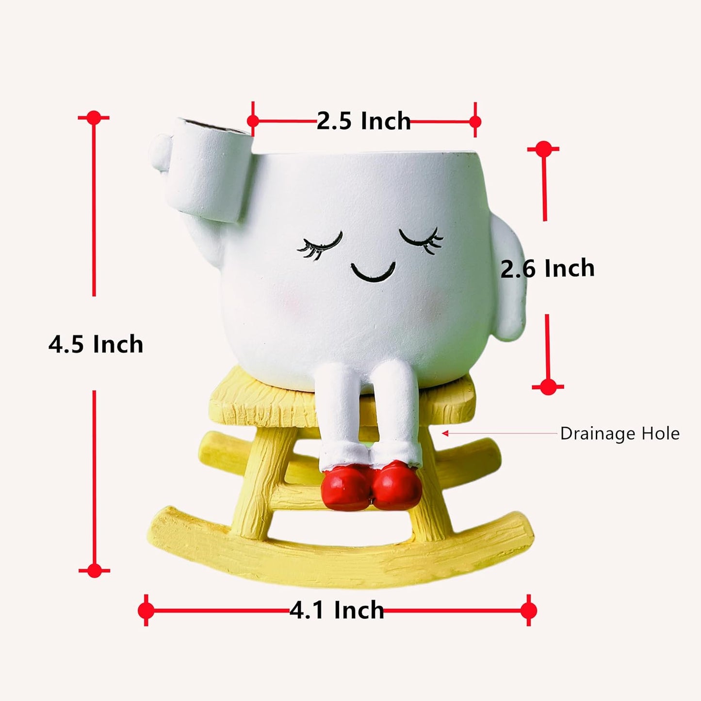 Handmade Face Flower Pots Standing Air Kiss Head Planter Pot for Trailing Plants Cute Succulent Planter Resin Planters Funny Face Planters with Anti-Friction Pads White 1Pack