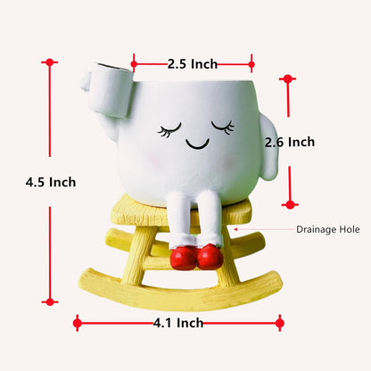 Handmade Face Flower Pots Standing Air Kiss Head Planter Pot for Trailing Plants Cute Succulent Planter Resin Planters Funny Face Planters with Anti-Friction Pads White 1Pack