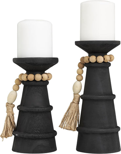 Deco 79 Metal Abstract Decorative Candle Holder Mushroom Inspired Candle Stand, Set of 2 Candlestick Holder 11", 14"H, Gold