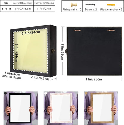 TJ.MOREE Shadow Box Frame 8 x 10 Shadowbox Display Case Picture Frame with Linen Back Memorabilia Bouquet Medals Military Photos Memory Box