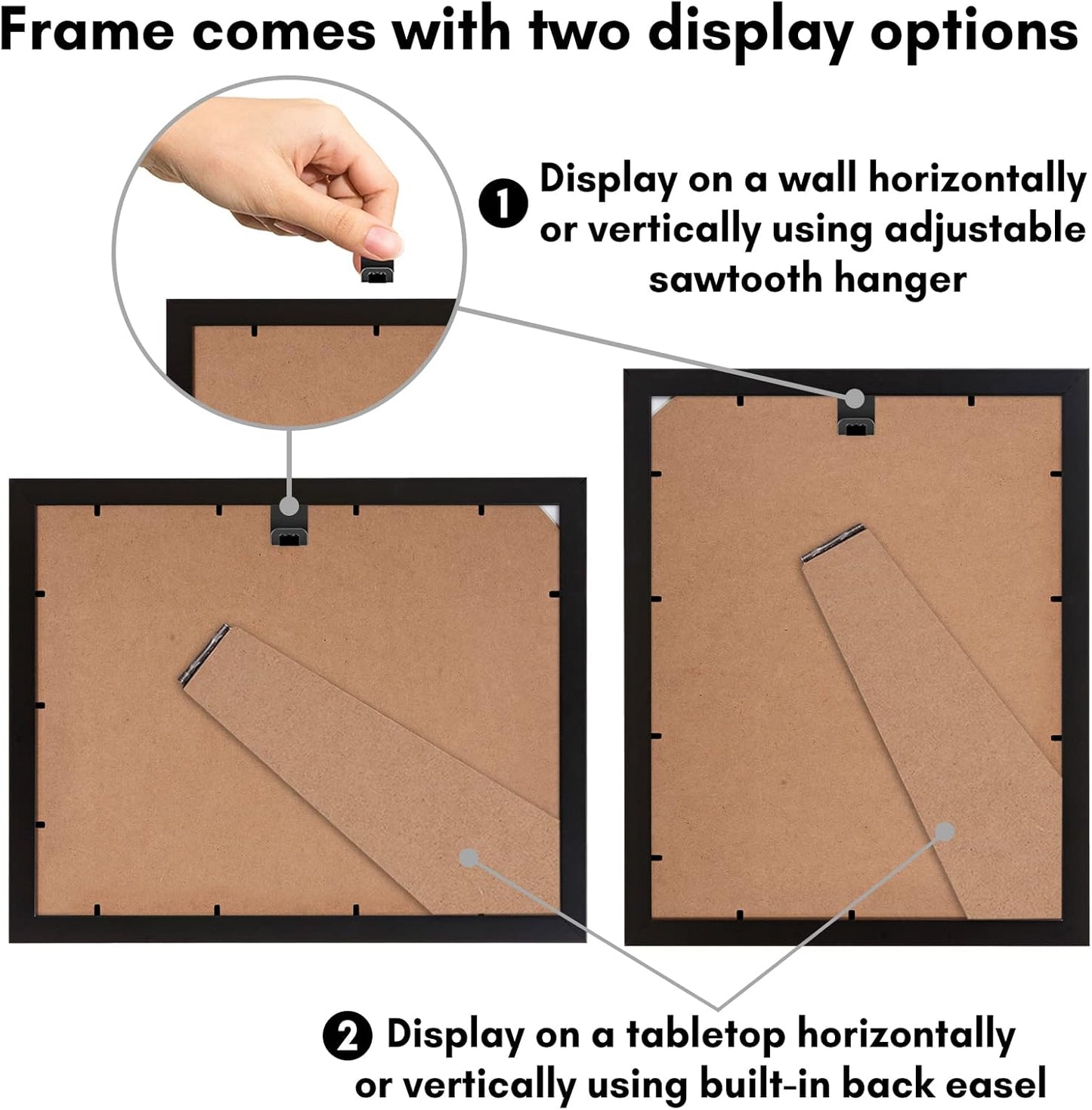 Americanflat 8x10 Picture Frame with Shatter-Resistant Glass - Use as 5x7 Frame with Mat or Display 8x10 Photo Without Mat - Signature Collection - Picture Frames for Tabletop and Wall Display - Black