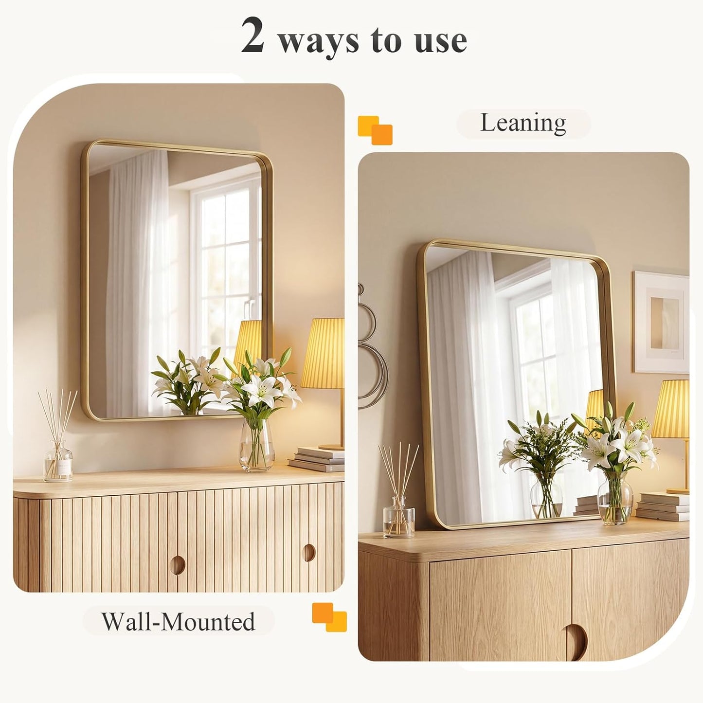 OLIXIS Arched Bathroom Mirror for Over Sink, 34x32 Inch Wall Mirror Arched Rounded Rectangle, Modern Wall Mount Vanity Mirror with Matte Metal Deep Framed, for Home Decor, Living Room, Black