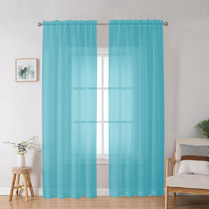OWENIE Sheer Curtains 84 inches Long 2 Panels Set for Living Room/Bedroom, Rod Pocket Voile Sheer Panel Drapes, White, 2pcs, Each 42" W x 84" L - Colors A
