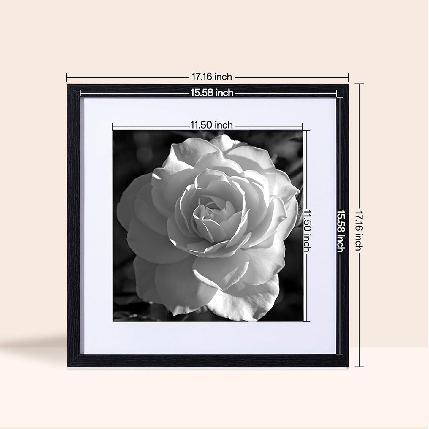 eletecpro 12x12 Picture Frames Set of 9 with Clear Acrylic Cover, Display 8x8 Photos with Mat or 12x12 Without, Classic and Sturdy Square Collage Gallery Wall Decor, Easy Wall Mount, Black