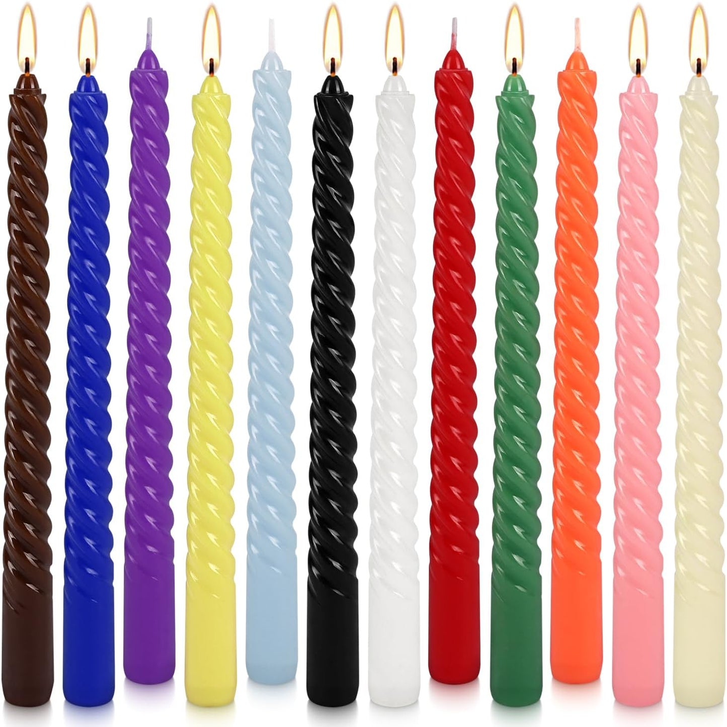30-Pack 10-Color Taper Candles - 10 Inch Dripless & 10-Hour Burn｜Wedding/Birthday/Home Decor with Premium Wax