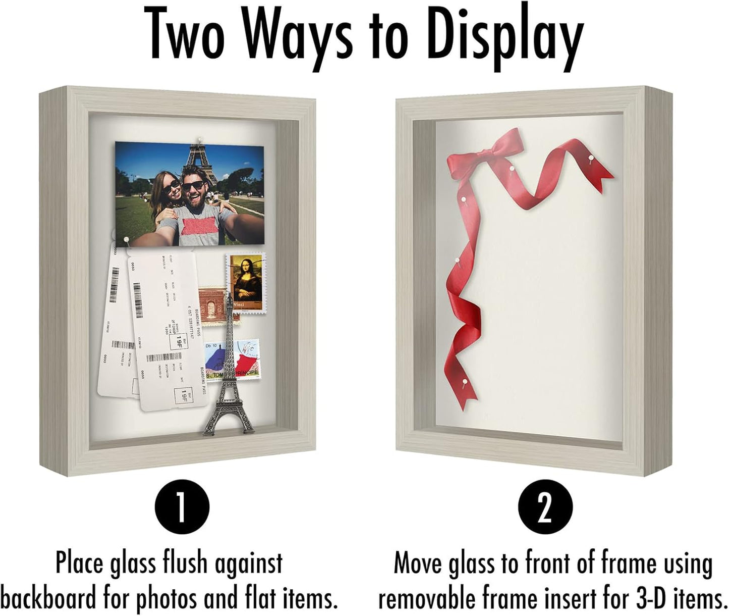 Americanflat 12x16 Shadow Box Frame with Polished Plexiglass - Silhouette Collection - Large Shadow Box Display Case for Tabletop and Wall Display - Black with Soft Felt Back