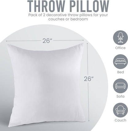 Utopia Bedding 18x18 Pillow Inserts, Set of 2, White – Indoor Decorative Throw Pillows for Bed, Sofa & Couch – Soft, Supportive & Fluffy Cushion Inserts
