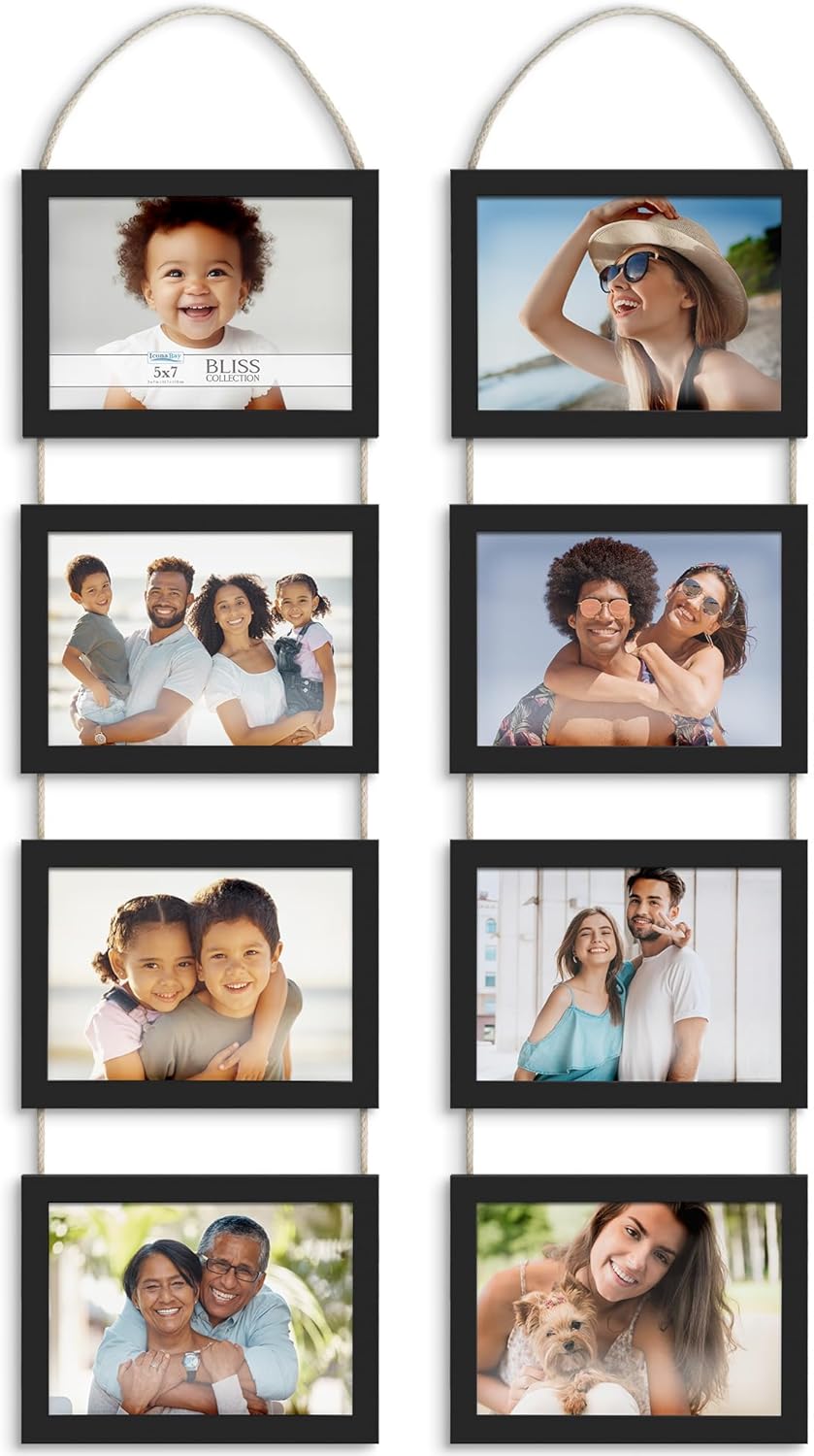 Icona Bay - 4x6 Wall Hanging Picture Frames Collage with 8 Openings - Distressed White, 2 Pack - Casual Style Engineered Wood Frames - Wall Mount Only - Bliss Collection