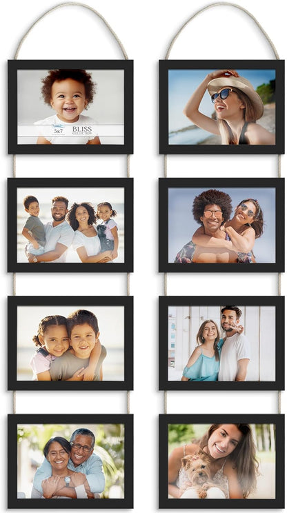 Icona Bay - 4x6 Wall Hanging Picture Frames Collage with 8 Openings - Distressed White, 2 Pack - Casual Style Engineered Wood Frames - Wall Mount Only - Bliss Collection
