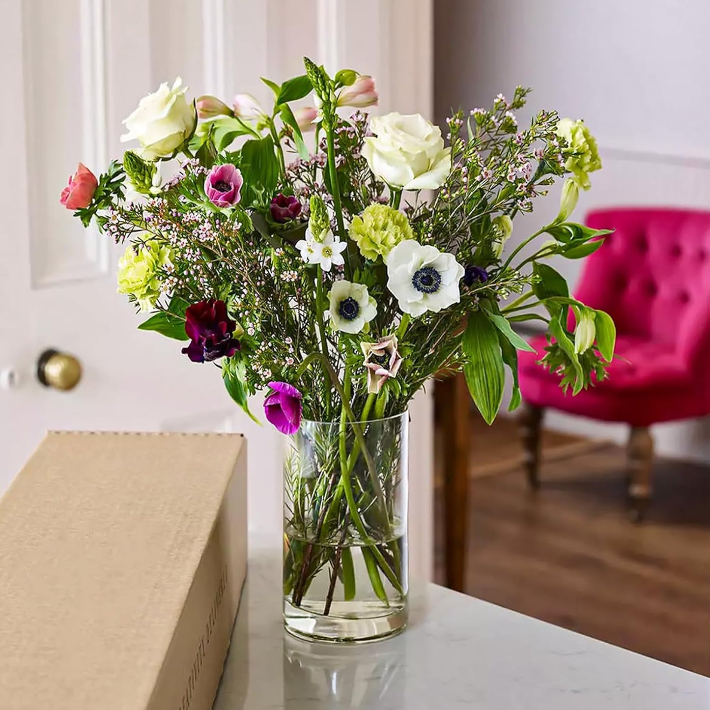 SUPMIND 12Pcs Glass Cylinder Vase for Centerpieces 5 Inch Clear Flower Vases Bulk, Glass Hurricane Candle Holder Small Floral Vases for Table, Floating Candle Vase for Wedding Home Décor