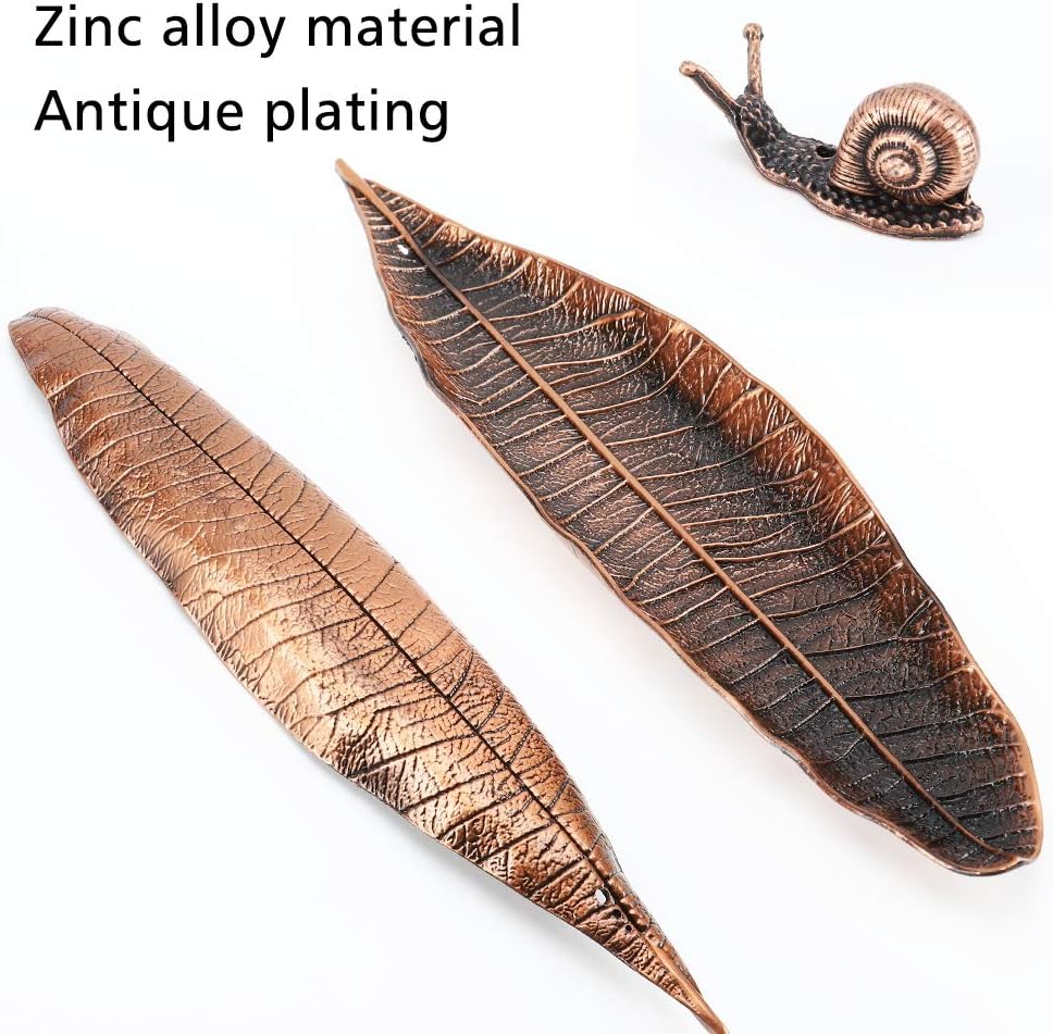 Accmor Incense Holder Set, Leaf and Snail Incense Burner, Incense Ash Catcher, Incense Sticks Holder for Counters, Meditation Room, Yoga, Home, Office, Gold
