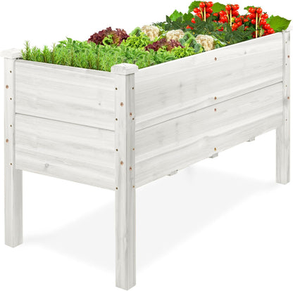 Best Choice Products 72x24x30in Raised Garden Bed, Elevated Wood Planter Box Stand for Backyard, Patio, Balcony w/Divider Panel, 6 Legs, 300lb Capacity - Natural